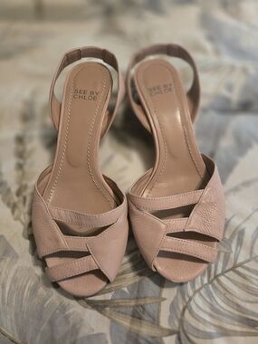 See By Chloe Pink Leather Slingback Sandals 7 So So Cute